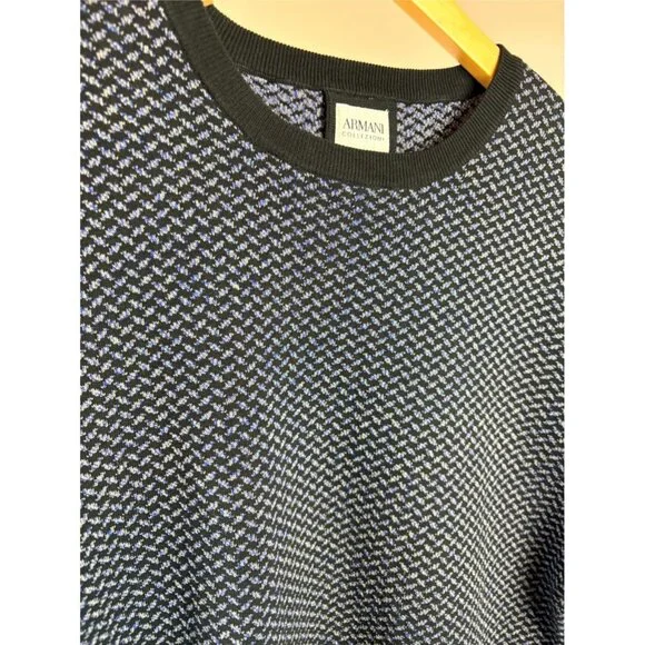 ARMANI Collezioni Navy & Gray Mens Sweater Small